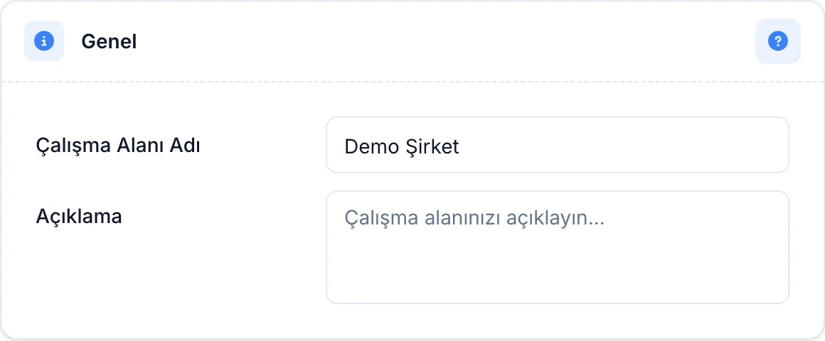 Ad ve açıklama bölümü
