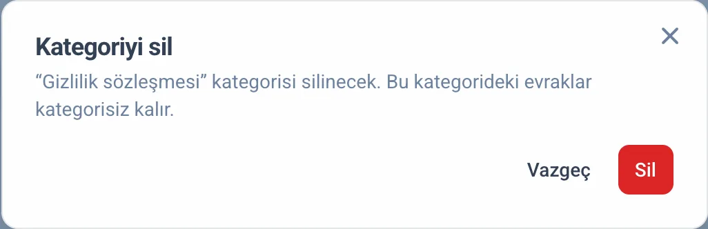 Kategori silme onayı