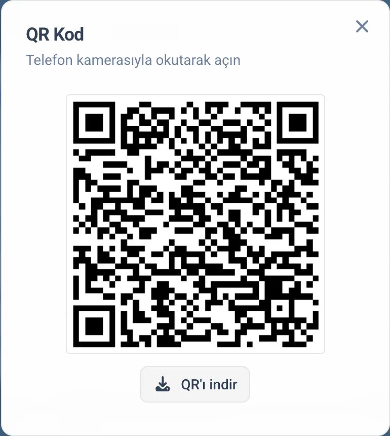 QR kod penceresi