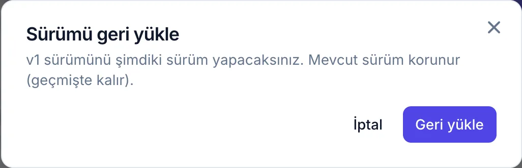 Geri yükleme onayı