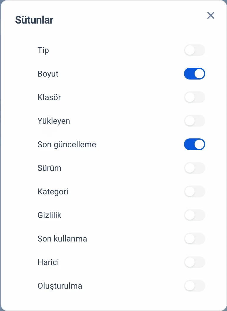 Sütunlar penceresi