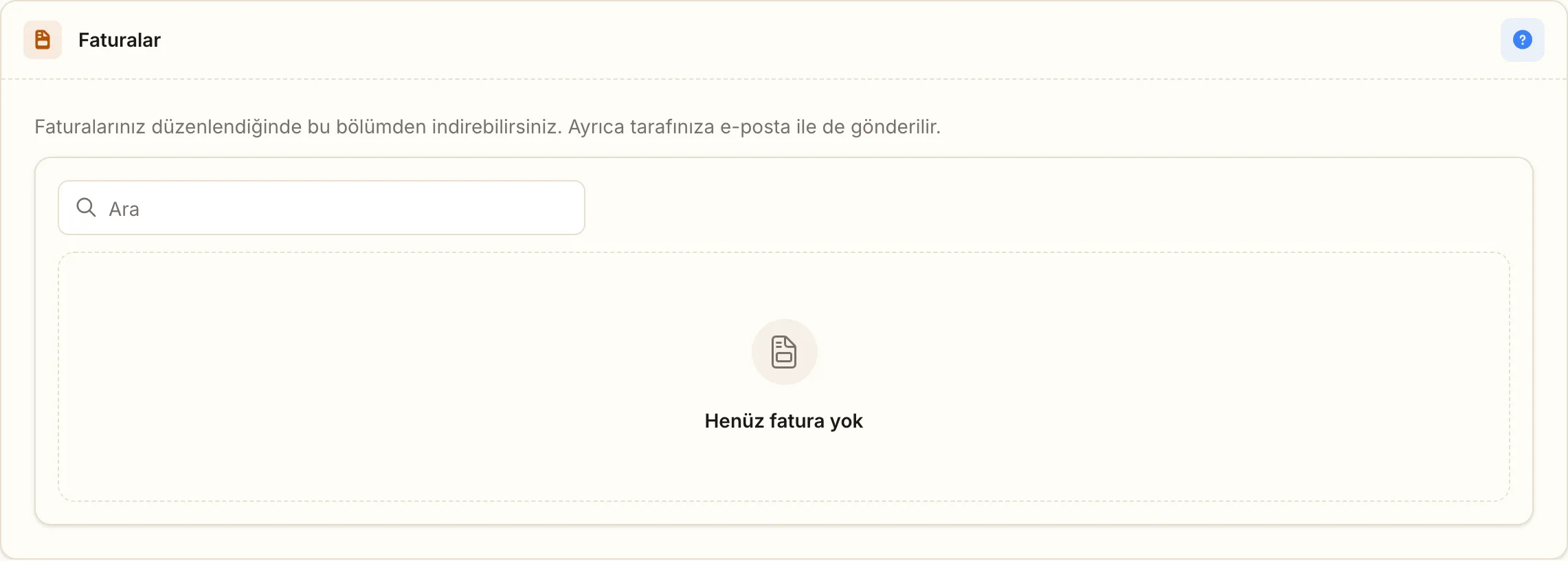 Faturalar bölümü