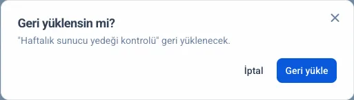 Geri yükleme onay penceresi