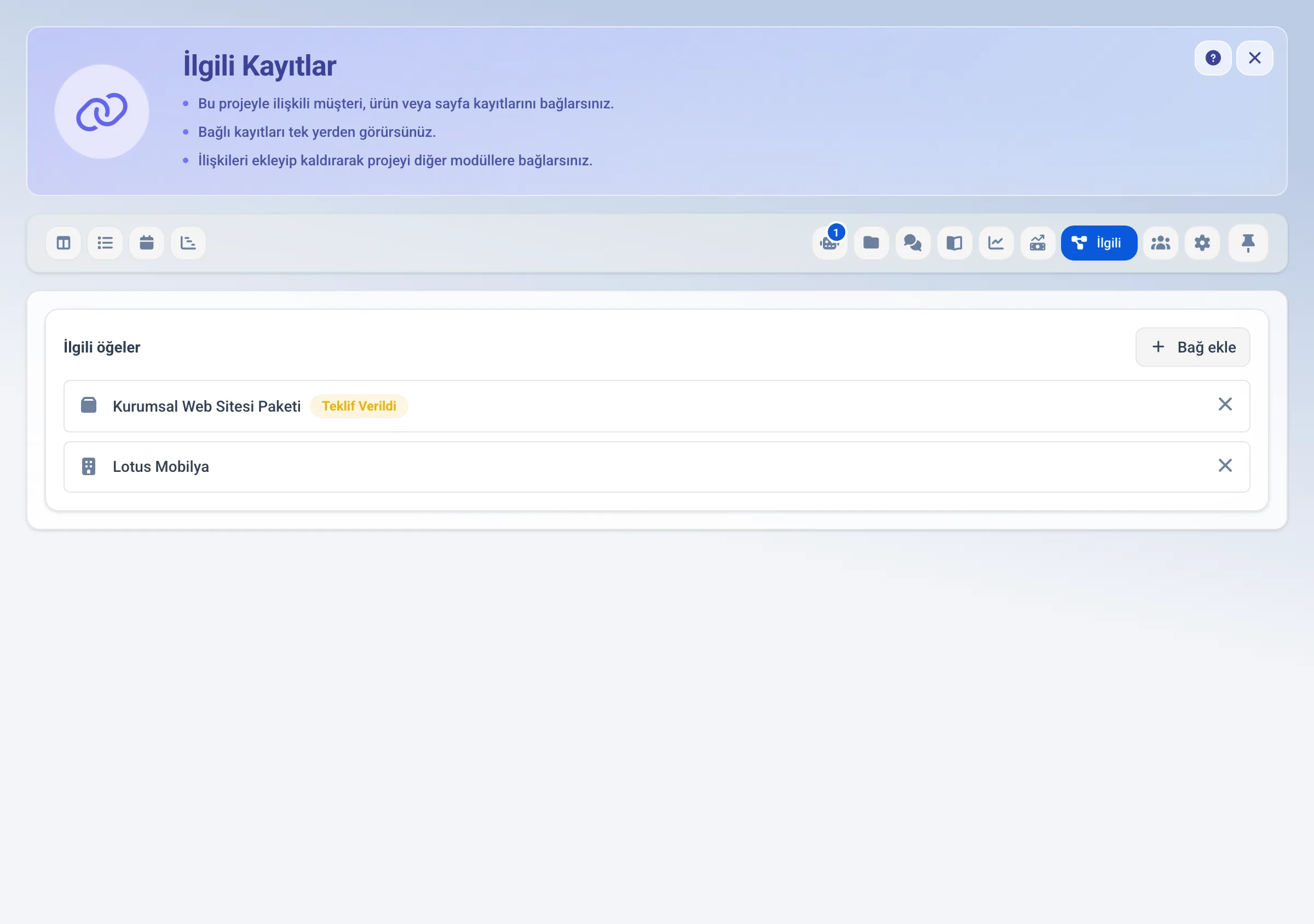 Projeyle ilgili kayıtlar