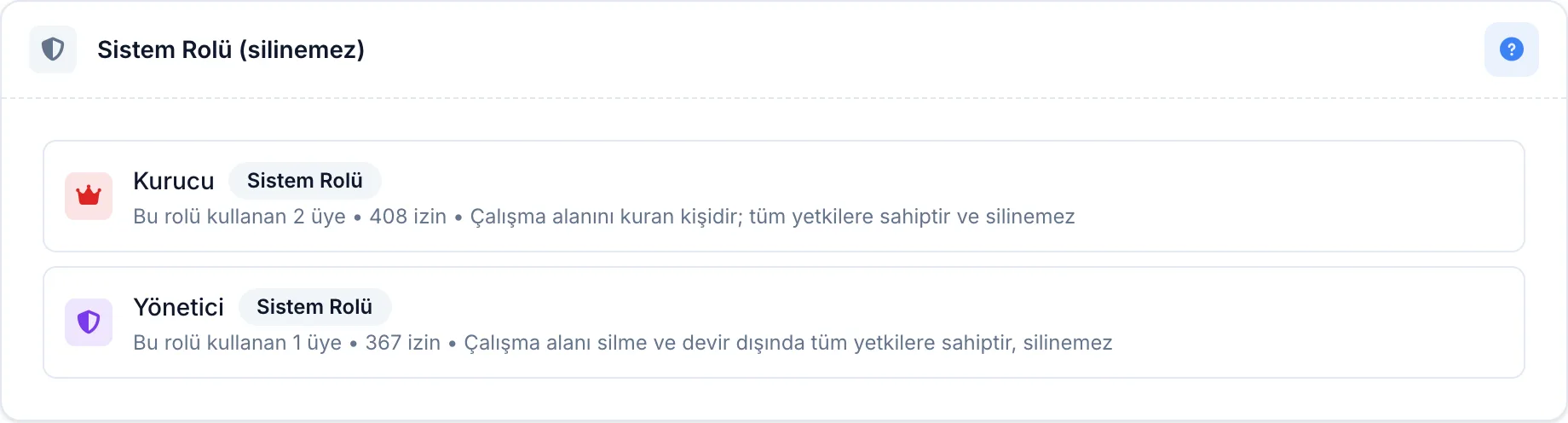 Sistem rolleri bölümü