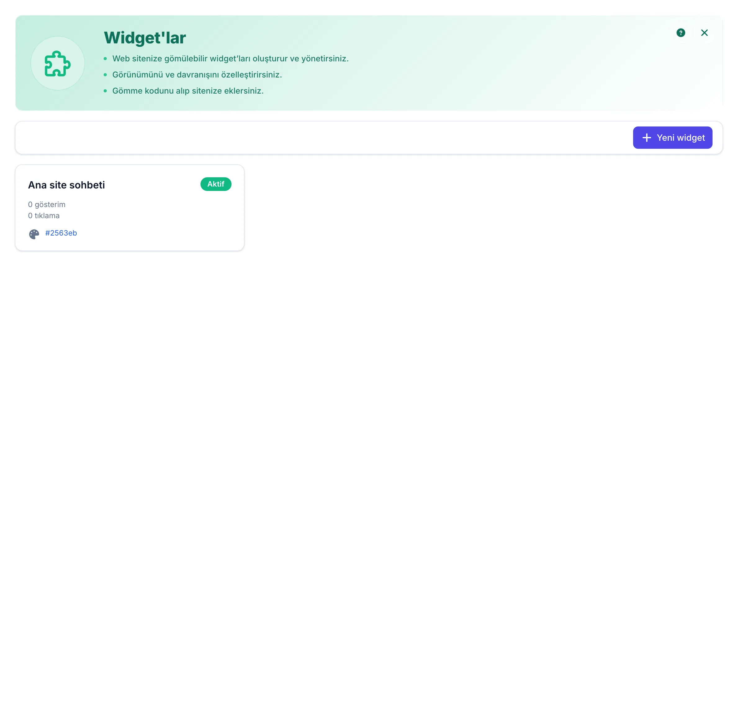 Widget listesi