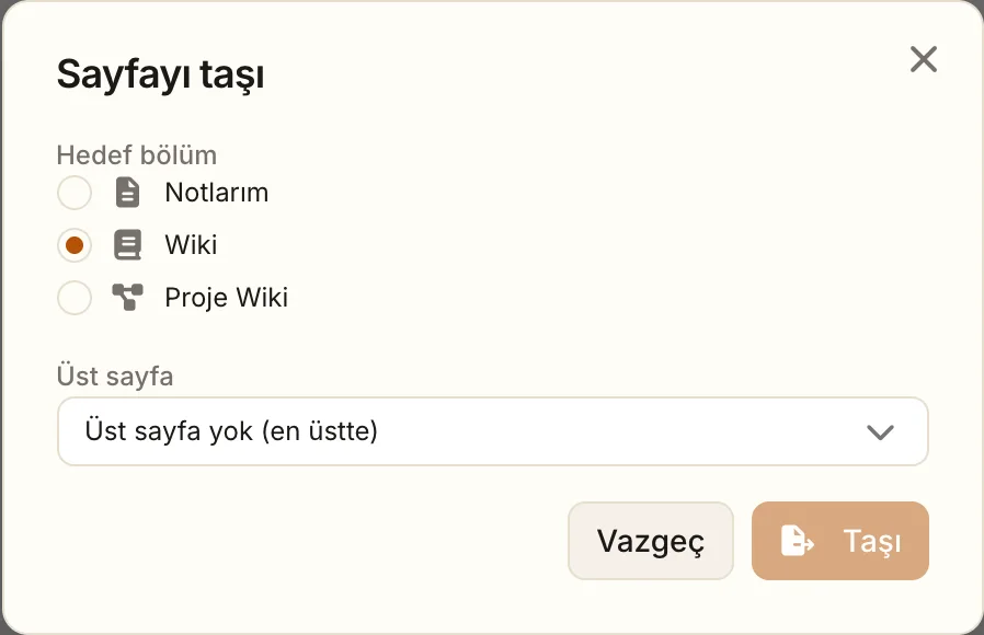 Sayfayı taşıma