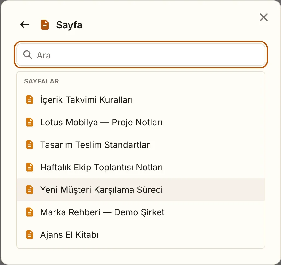 Sayfa kartı ekleme seçicisi